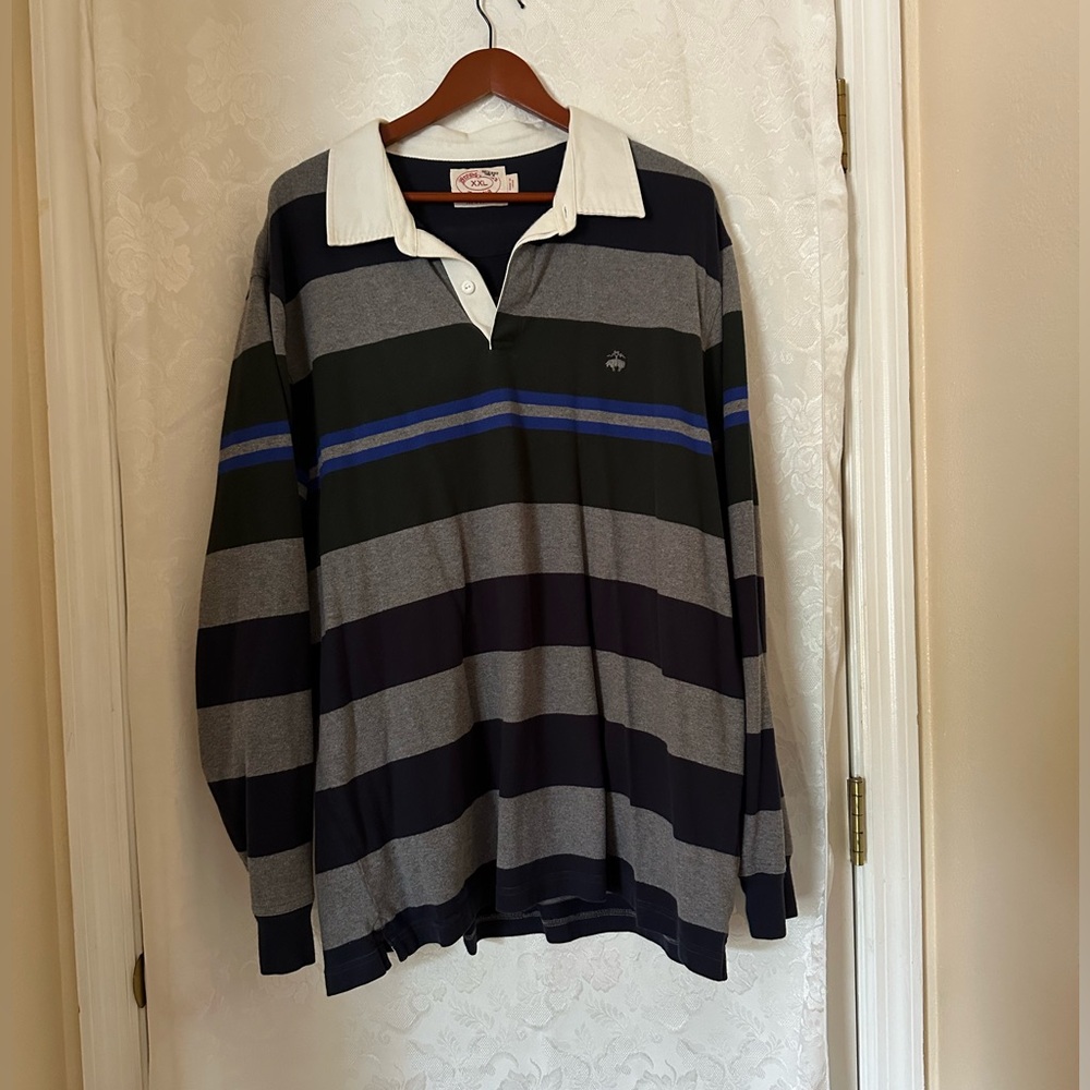 Brooks Brothers Striped Polo Shirt - Black, Gray, Blue